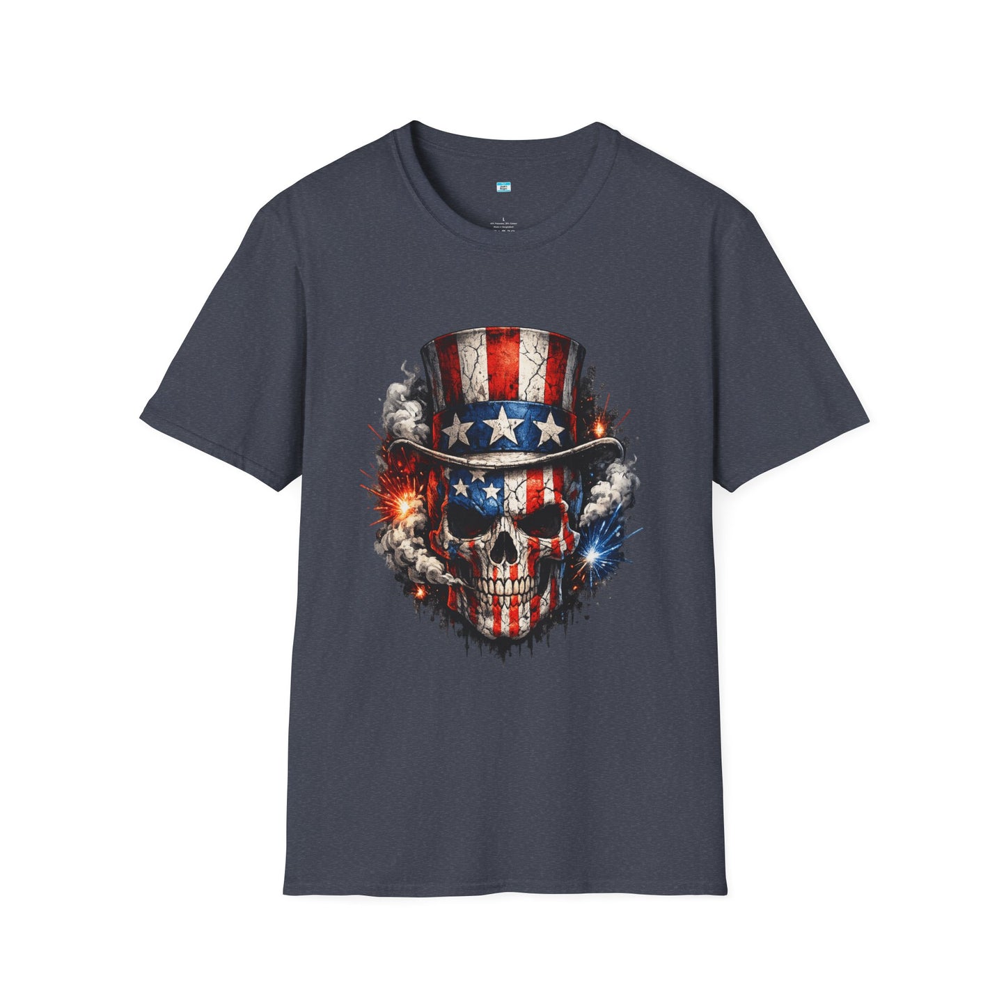 Patriotic Skull Shirt with Uncle Sam Hat | American Flag 4th of July Graphic Tee