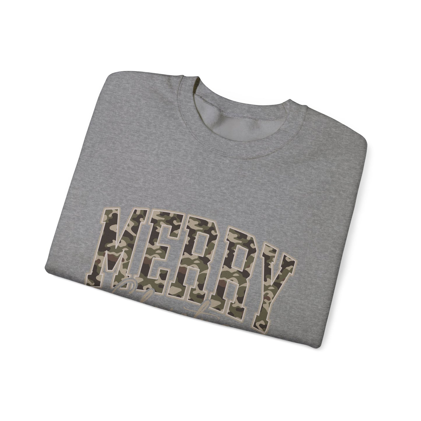 Merry Christmas Camo Sweatshirt – Cozy Holiday Pullover for Men & Women