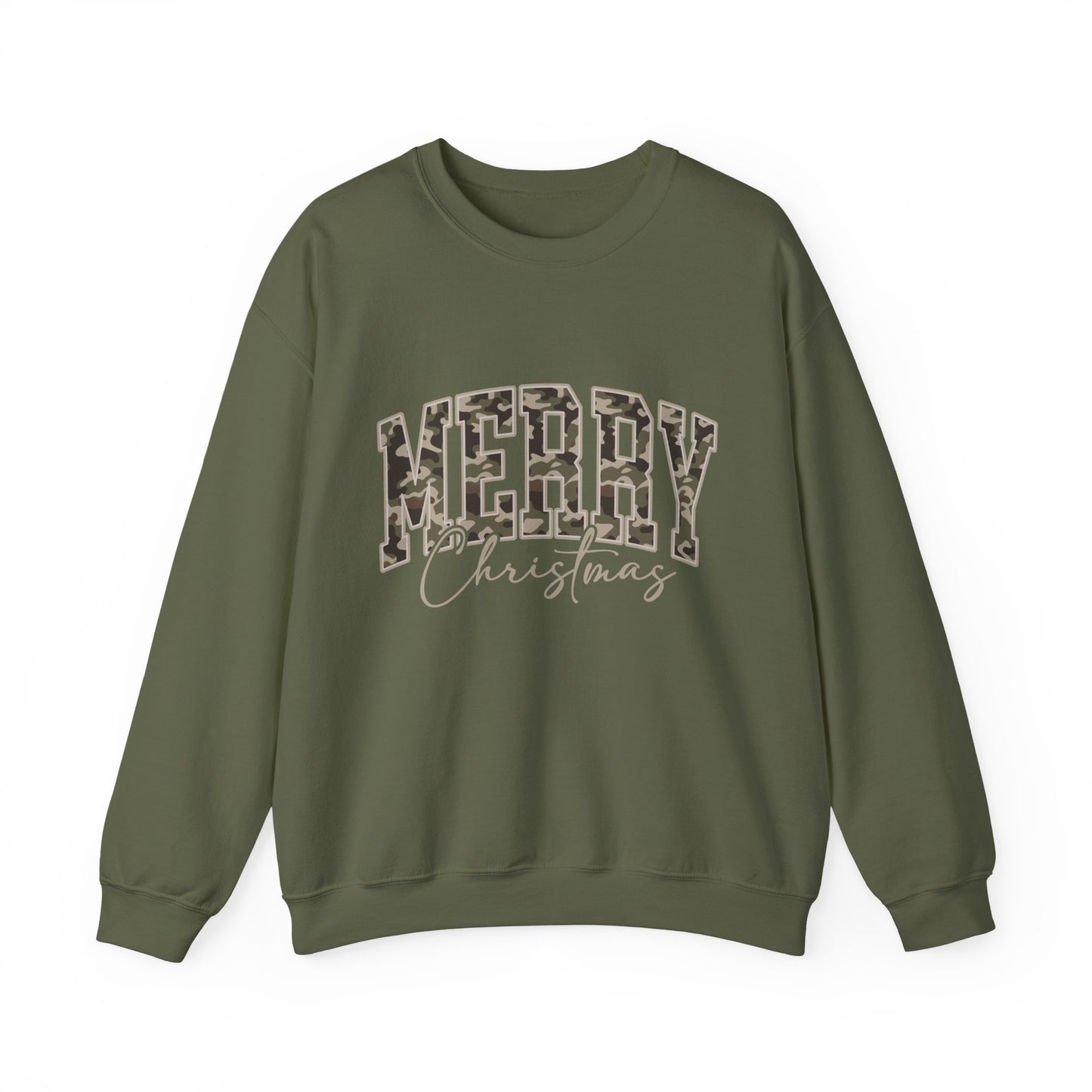 Merry Christmas Camo Sweatshirt – Cozy Holiday Pullover for Men & Women