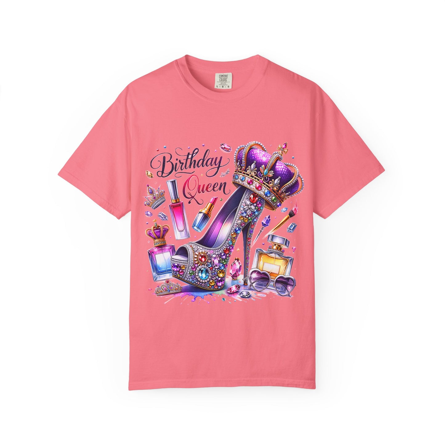 Birthday Queen T-Shirt – Glam Sparkly High Heel & Crown Birthday Outfit