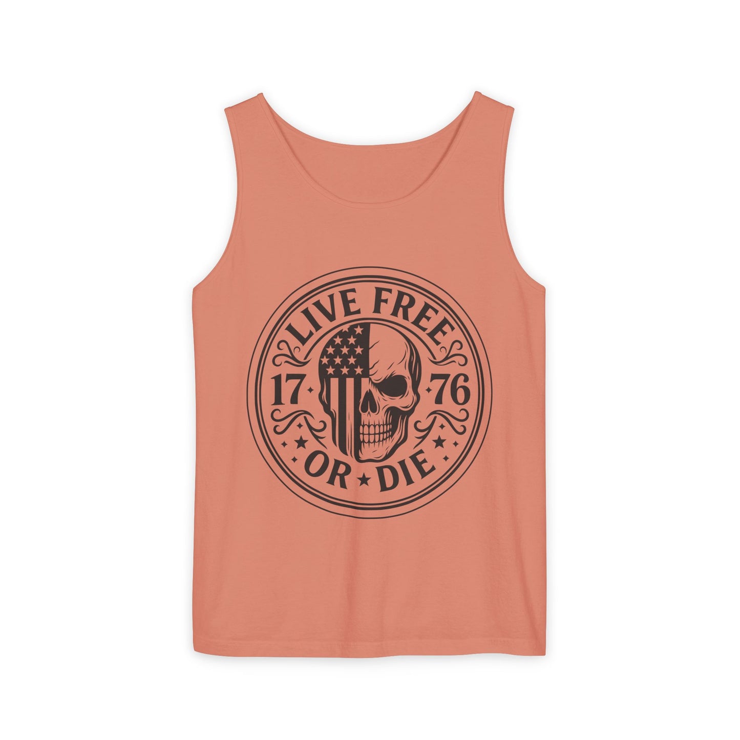 Live Free or Die Patriotic Skull Tank Top | 1776 American Freedom Shirt