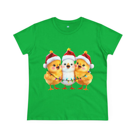 Christmas Chicks T-Shirt – Cute Santa Hat & Holiday Lights Farm Animal Tee