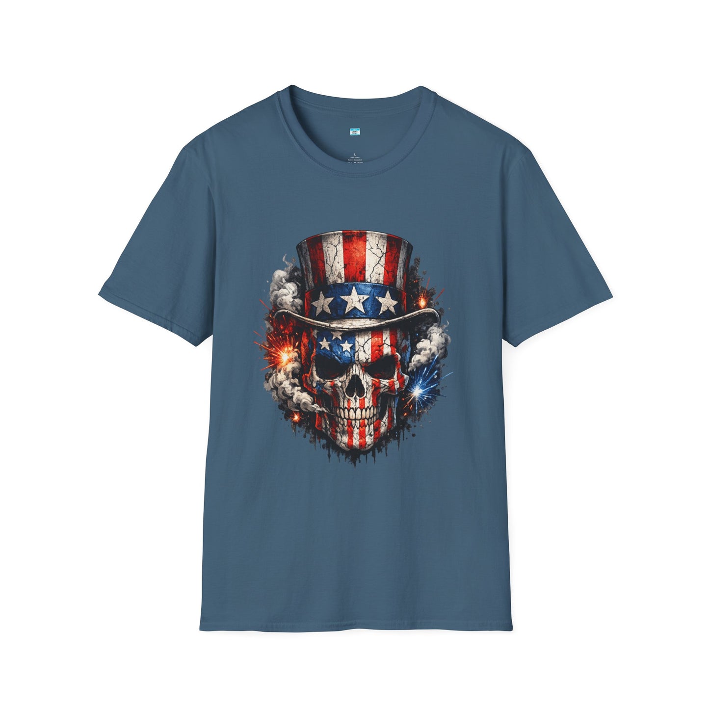 Patriotic Skull Shirt with Uncle Sam Hat | American Flag 4th of July Graphic Tee